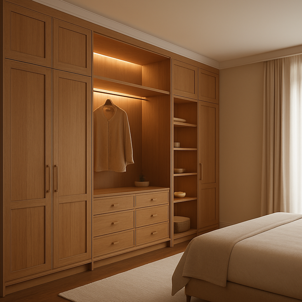 Begehbarer Einbauschrank aus Eiche
